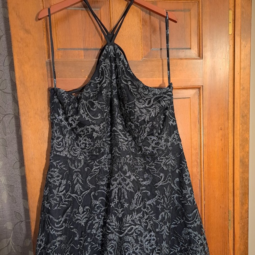 Black glitter lace mini dress - 2x